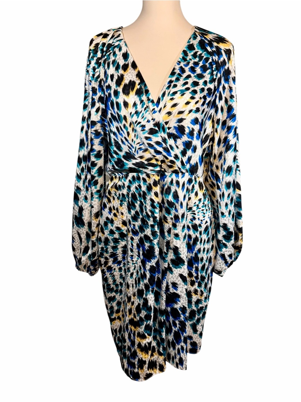 Ungaro Catori Cheetah Painterly Print Minidress Surplice V Neck Blouson Sleeve L